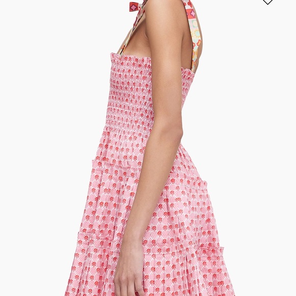 Hill House Pink & Red Mini Dress with Patterned Tie Straps - Picture 4 of 13